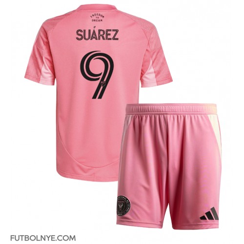 Camiseta Inter Miami Luis Suarez #9 Primera Equipación para niños 2025-26 manga corta (+ pantalones cortos)